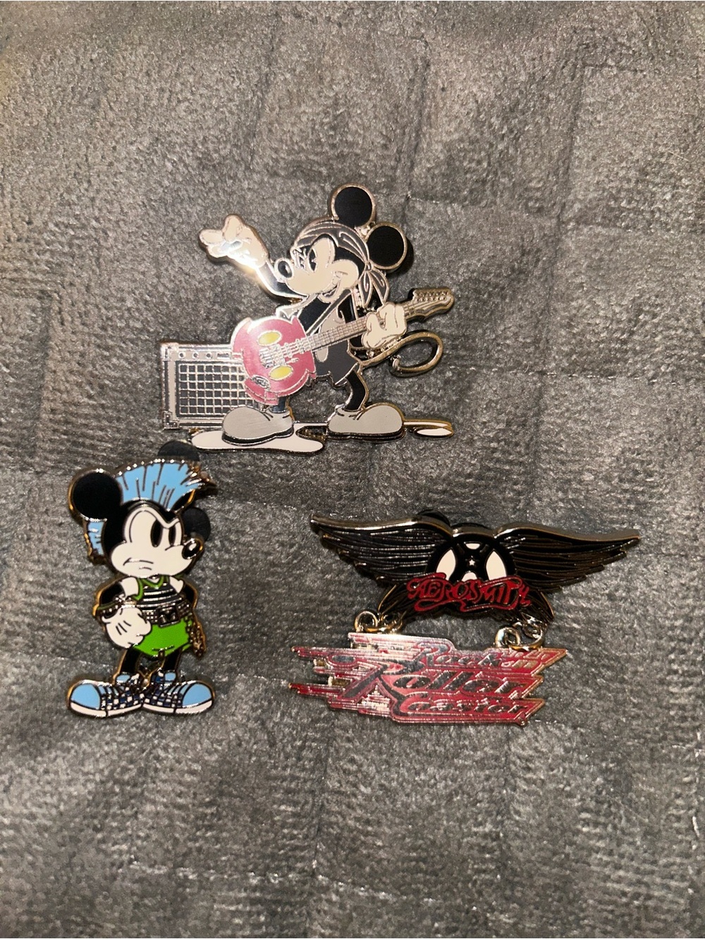 Disney Mickey Mouse Rock Guitar & Punk Pin Set - Black, Pink, Blue, Green